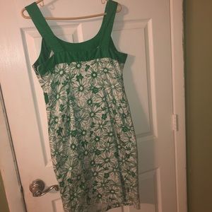 Green and white summer dress